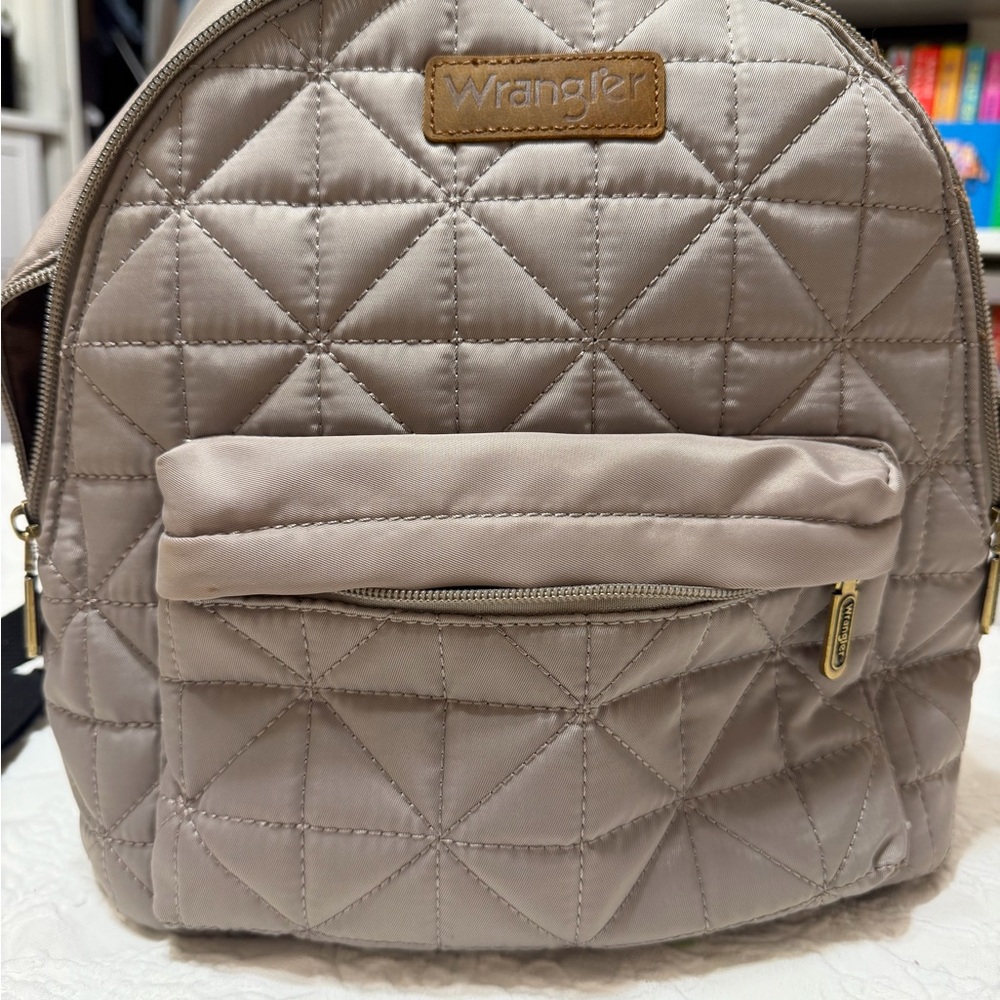 Wrangler Quilted Taupe Backpack with Gold Hardware